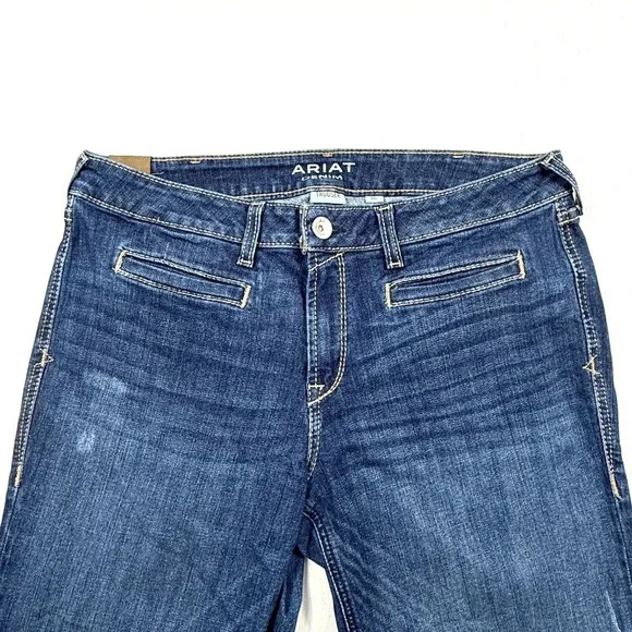 Ariat Denim Trouser Jeans Pacific Dark Wash Mid Rise Wide Leg Womens 33L - Picture 3 of 9